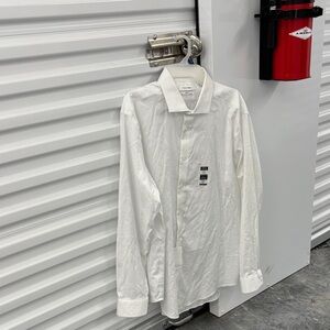 NWT Calvin Klein Slim Fit Wrinkle Free Crisp White LS Dress Shirt 17.5 34/35 XL